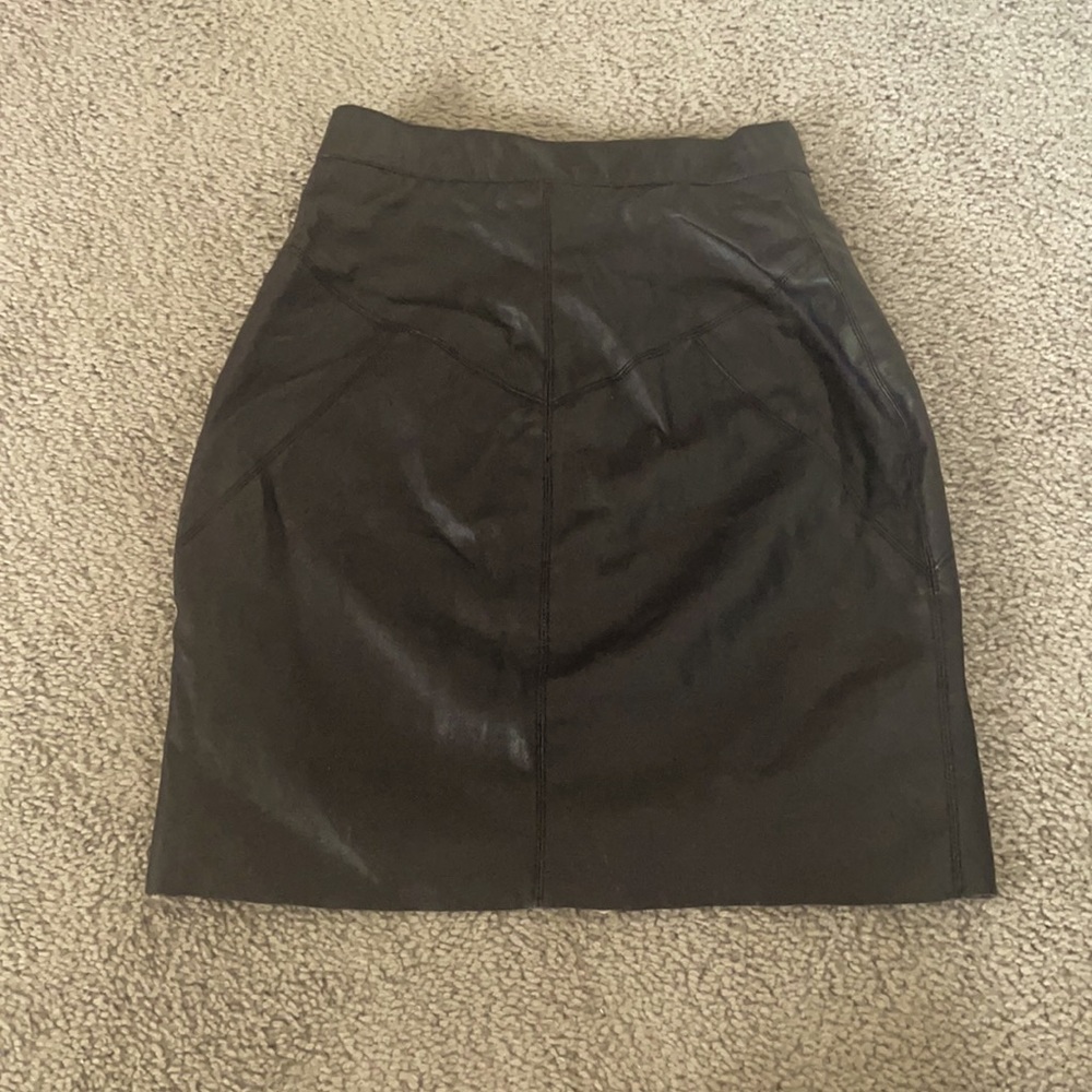 H&M zip up black leather skirt